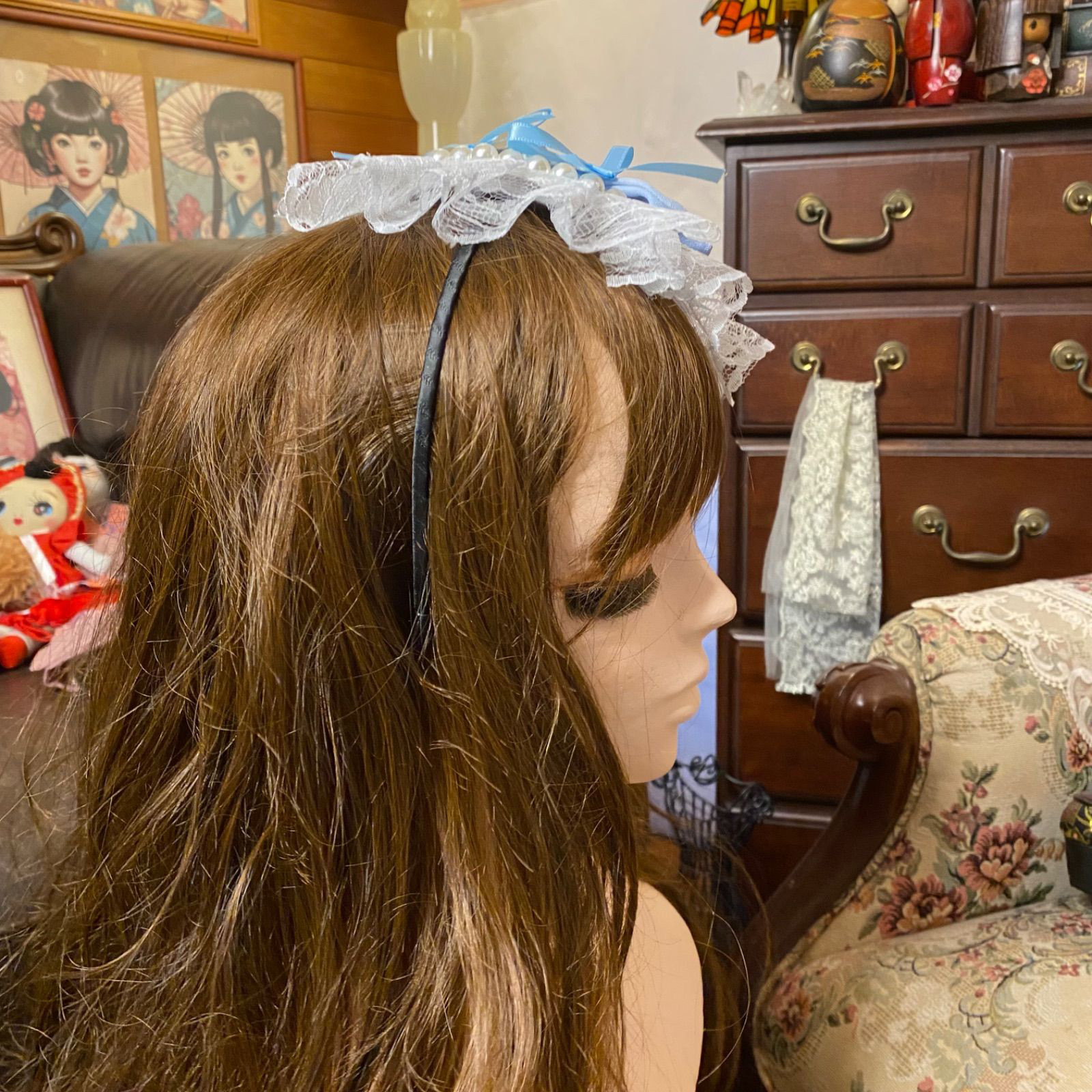 着物リメイク ティアラ ヘッドドレス トークハット カチューム カチューシャ 和洋折衷 和ロリータ  RT-61