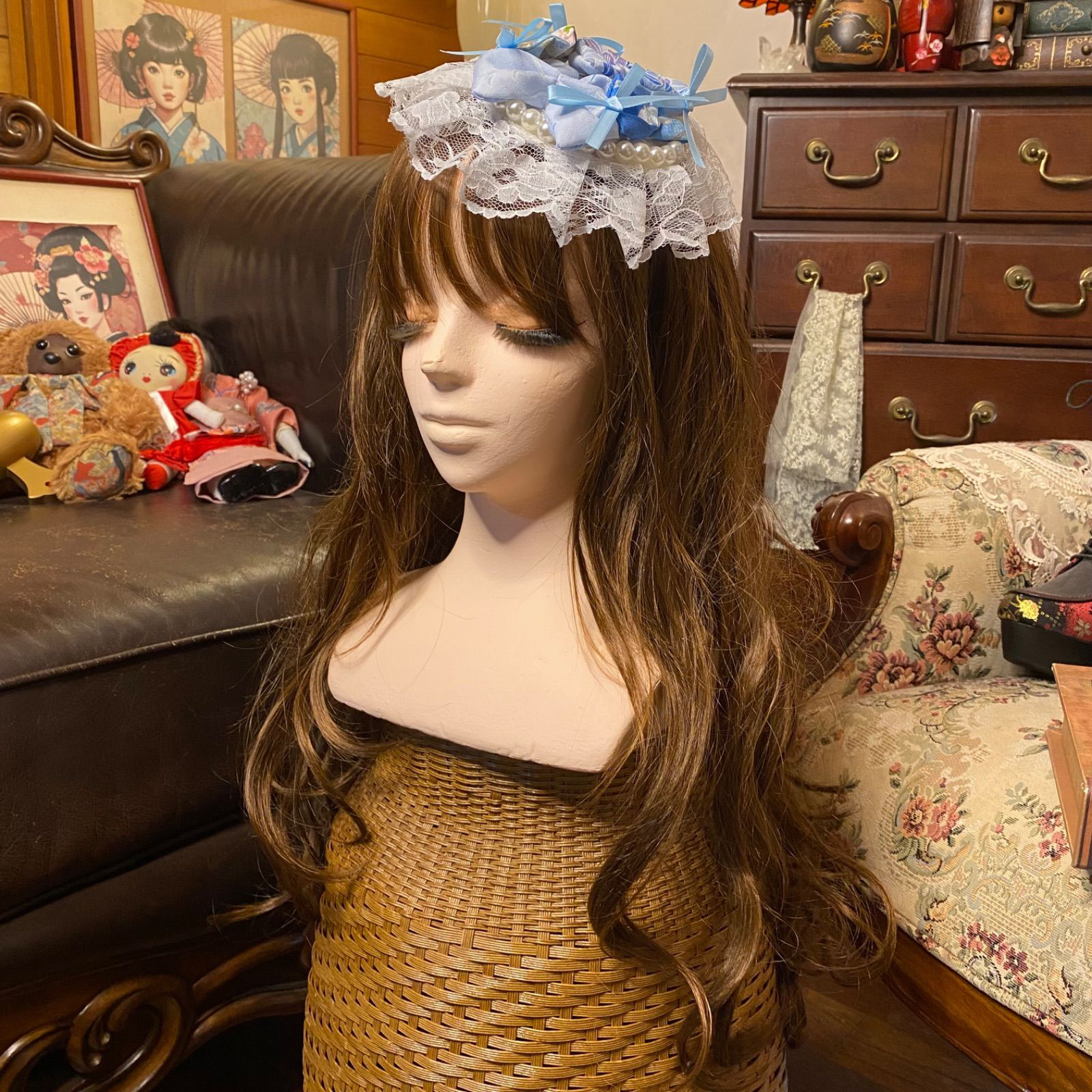 着物リメイク ティアラ ヘッドドレス トークハット カチューム カチューシャ 和洋折衷 和ロリータ  RT-61