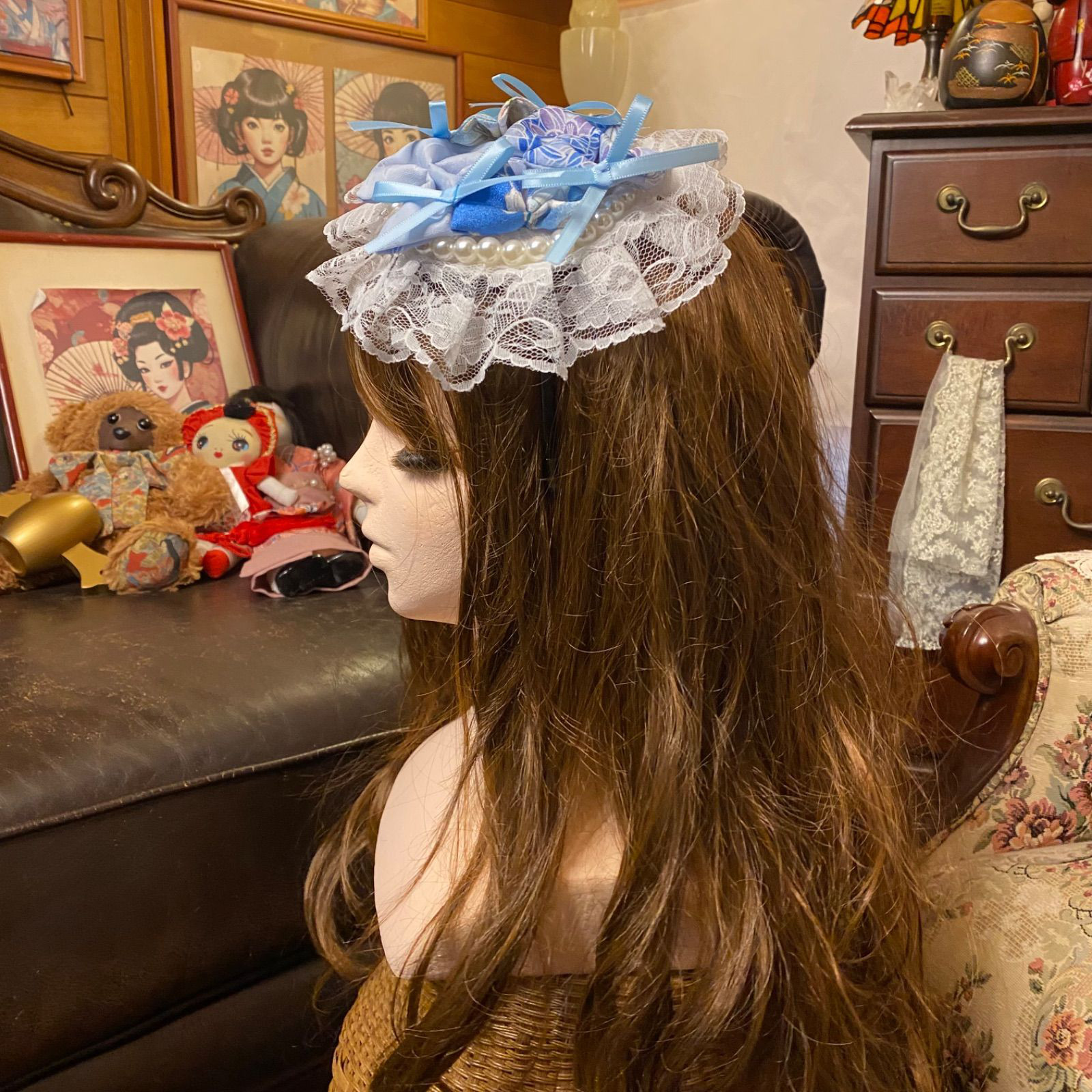 着物リメイク ティアラ ヘッドドレス トークハット カチューム カチューシャ 和洋折衷 和ロリータ  RT-61