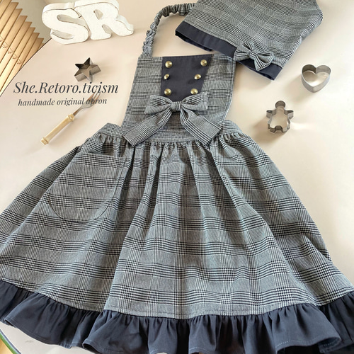 ♪クラシカルガーリーな制服風こどもエプロン＆三角巾♪ グレン