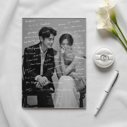 ゲスト参加型 【ウッドフレームとウッドピースの結婚証明書 クリア背景