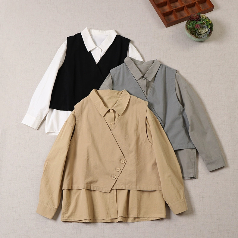【シャツ＆ベストの2点ＳＥＴ】シンプル│着瘦せ効果│定番の３カラー展│オリジナルデザイン│肌触り良い│T-110LB 4,864円