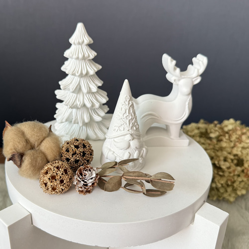 1点限定インテリア5点セット クリスマスセメントオブジェ スタンド