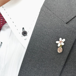 つまみ細工「コーヒーのピンバッジ」～にしみのおやさいクレヨン～ 3枚目の画像