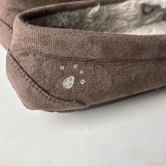 ★new 2025年モデル★あったかボアの水玉柄モカシンシューズ「にゃんモカ」ネコ！秋冬シューズ 2E【受注制作】 9枚目の画像