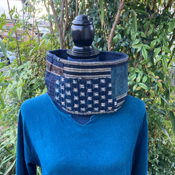 A30 襤褸 スヌード 古布 リメイク 藍染 藍染め 絣 パッチワーク 刺し子