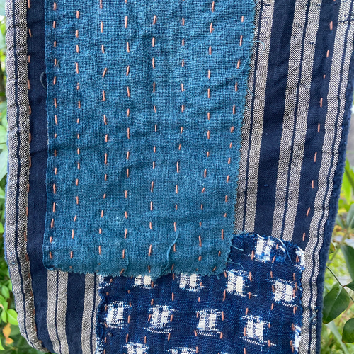 古布リメイク 藍染 蚊絣 シングルスヌード ネックウォーマー 古布リメイク 藍染 蚊絣 シングルスヌード ネックウォーマー