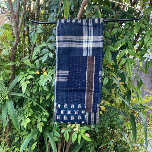 A30 襤褸 スヌード 古布 リメイク 藍染 藍染め 絣 パッチワーク 刺し子