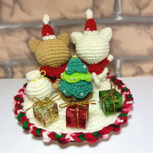 受注制作☆あみぐるみ☆クリスマス☆ネコ あみぐるみ ふたば 通販