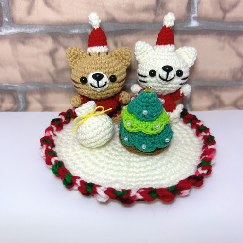 受注制作☆あみぐるみ☆クリスマス☆ネコ あみぐるみ ふたば 通販