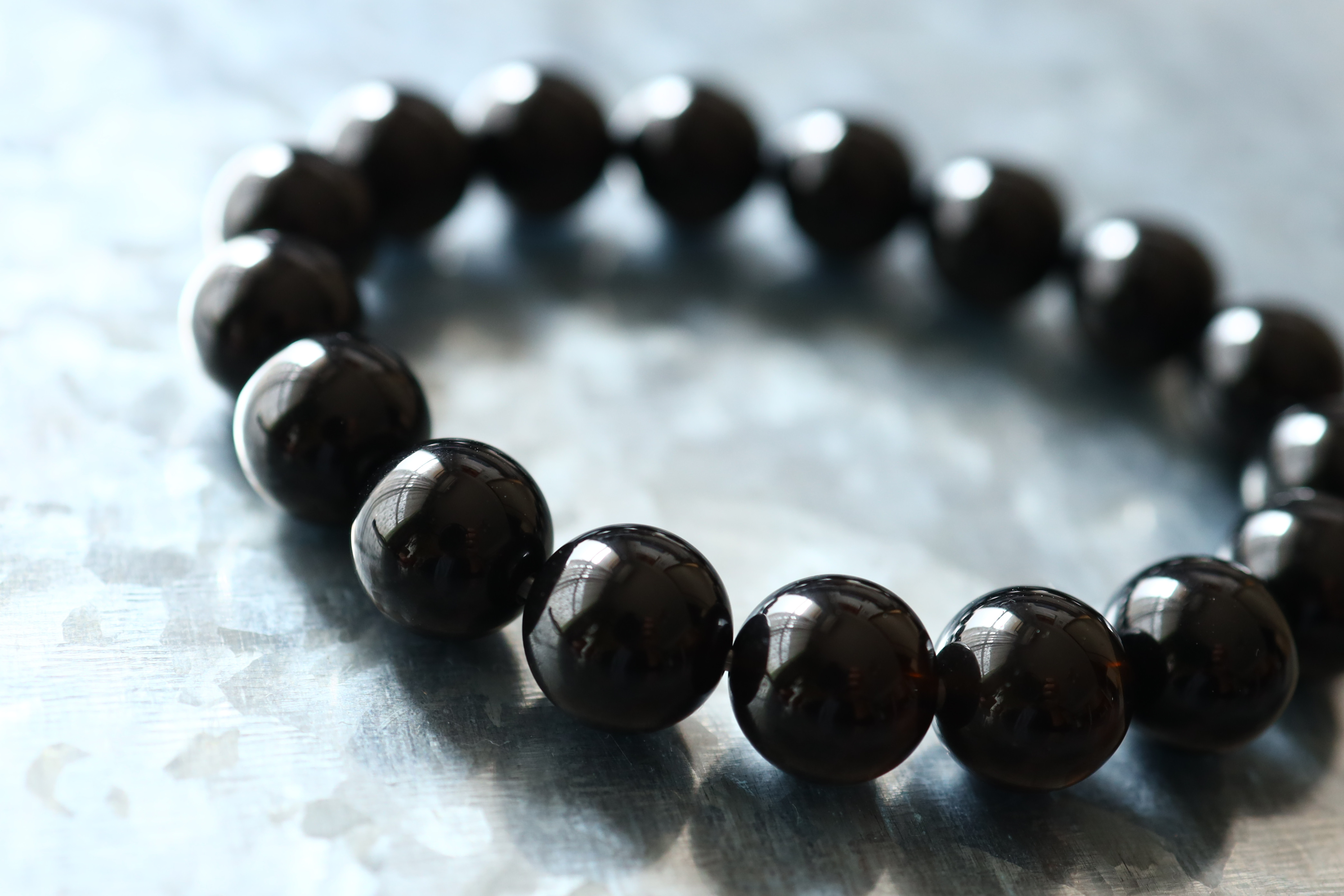 …☆最高の破邪の石☆…☆モリオン（黒水晶）約12ミリ☆…☆天然石ブレスレット☆…Ⅲ