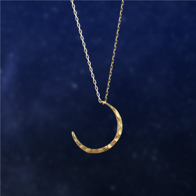 【夜空に輝く三日月ネックレス】(moon3)K18 18金 ゴールド 着けっぱなし プチネックレス ムーン プレゼント