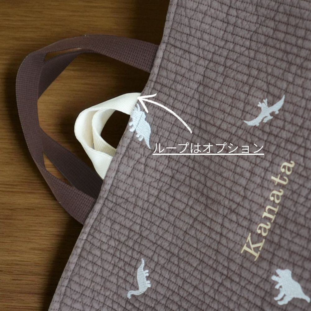 高見えするダイナソーブラウン入園入学セット。名入れでお子様だけの特別バッグに。恐竜好きの君へ届け！