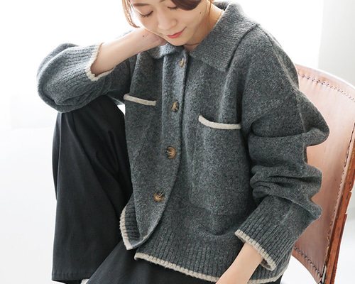 AW新作】オシャレさん必見！洗えるジャケット見えニットカーディガン