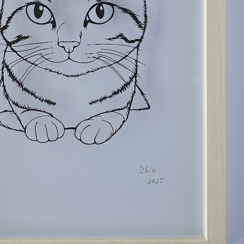 原画】切り絵『猫』23cm×32cm アート 動物 ペット インテリア パネル
