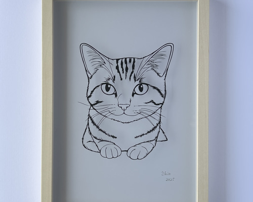 原画】切り絵『猫』23cm×32cm アート 動物 ペット インテリア パネル