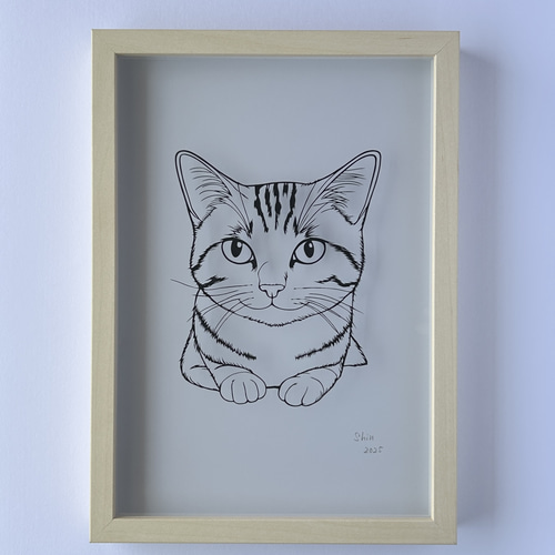 原画】切り絵『猫』23cm×32cm アート 動物 ペット インテリア パネル