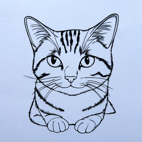 原画】切り絵『猫』23cm×32cm アート 動物 ペット インテリア パネル