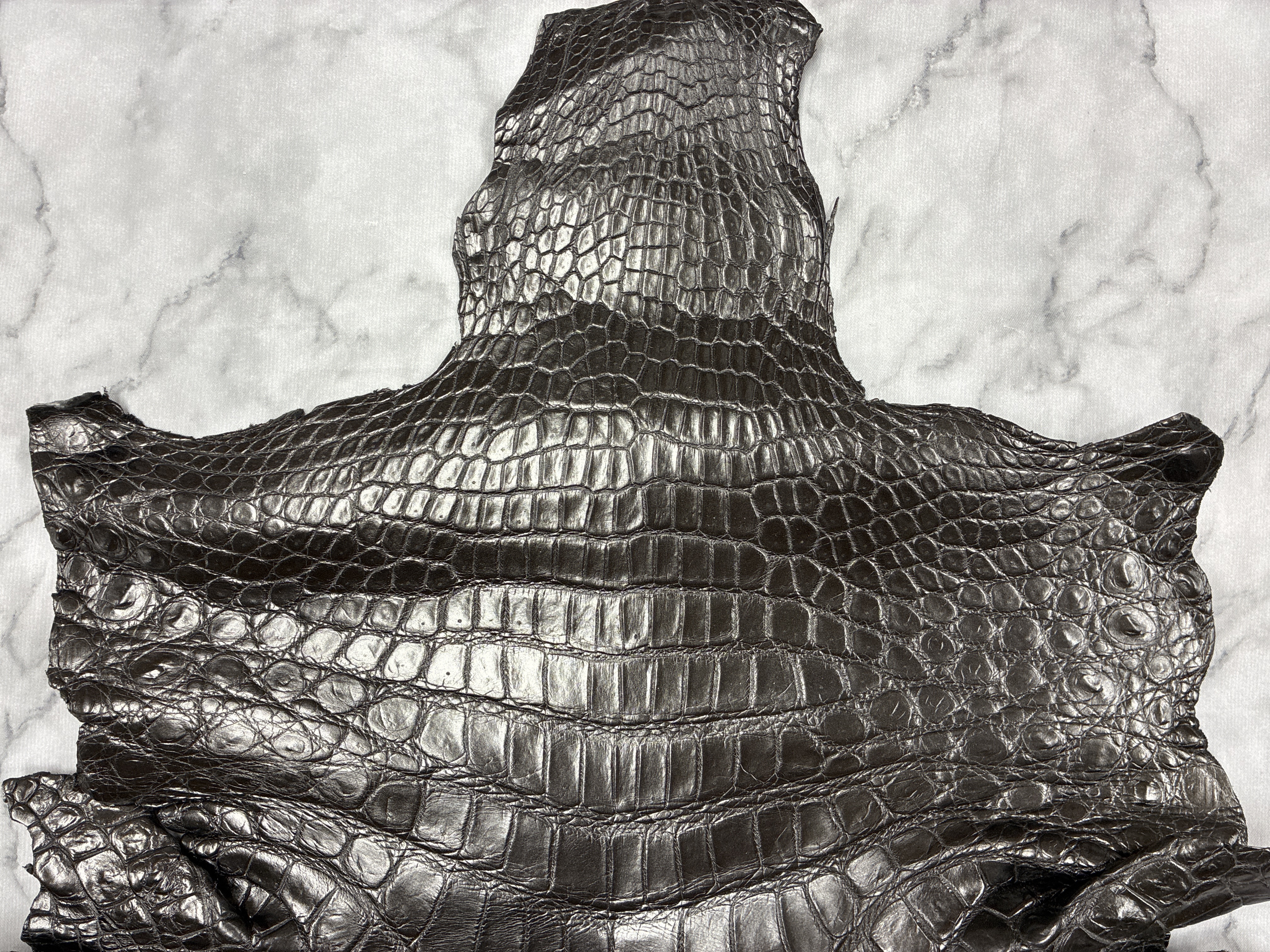 ♪レア商品♪ クロコダイル ワニ革 メタリックブラック_C80