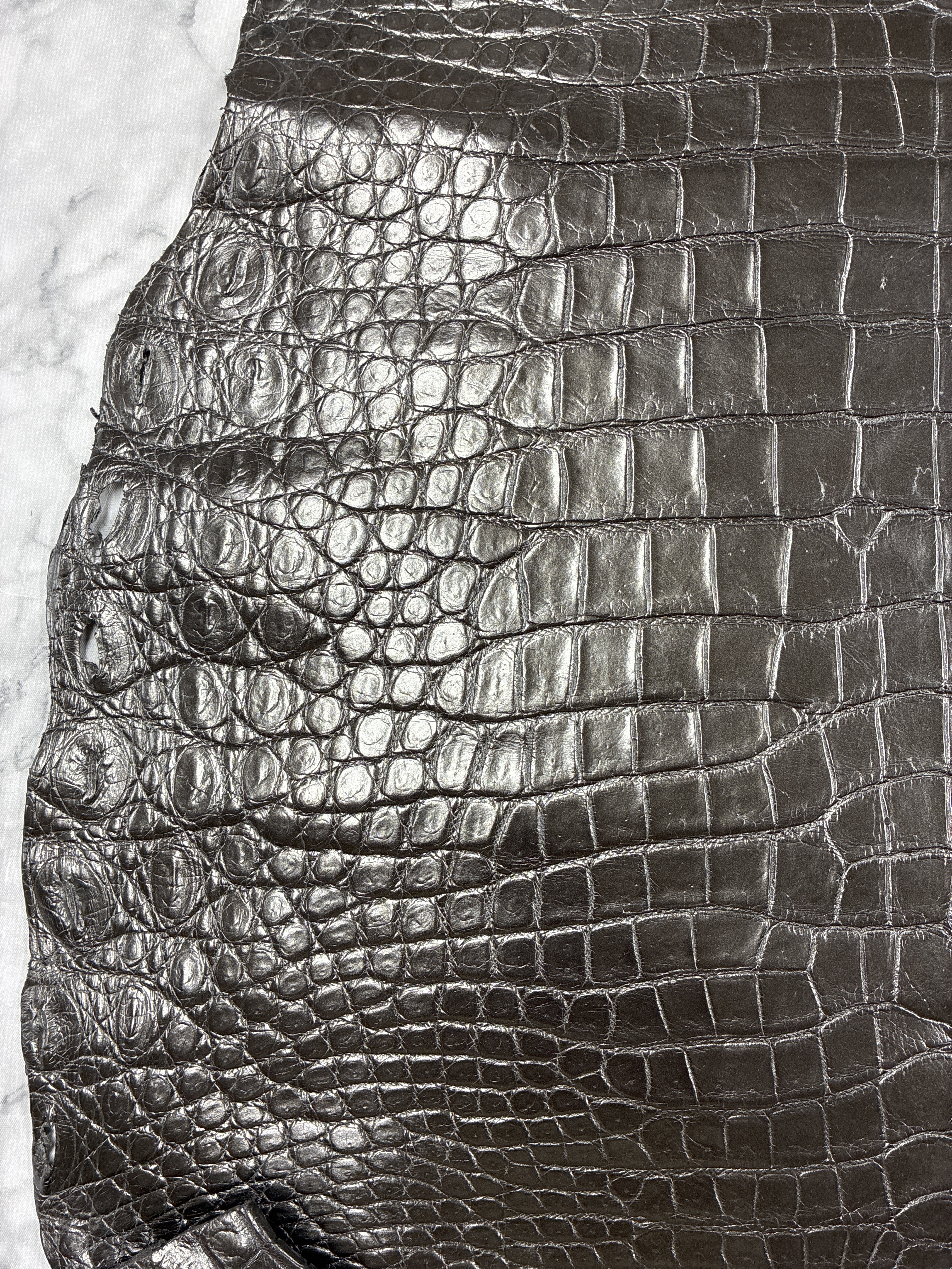 ♪レア商品♪ クロコダイル ワニ革 メタリックブラック_C80