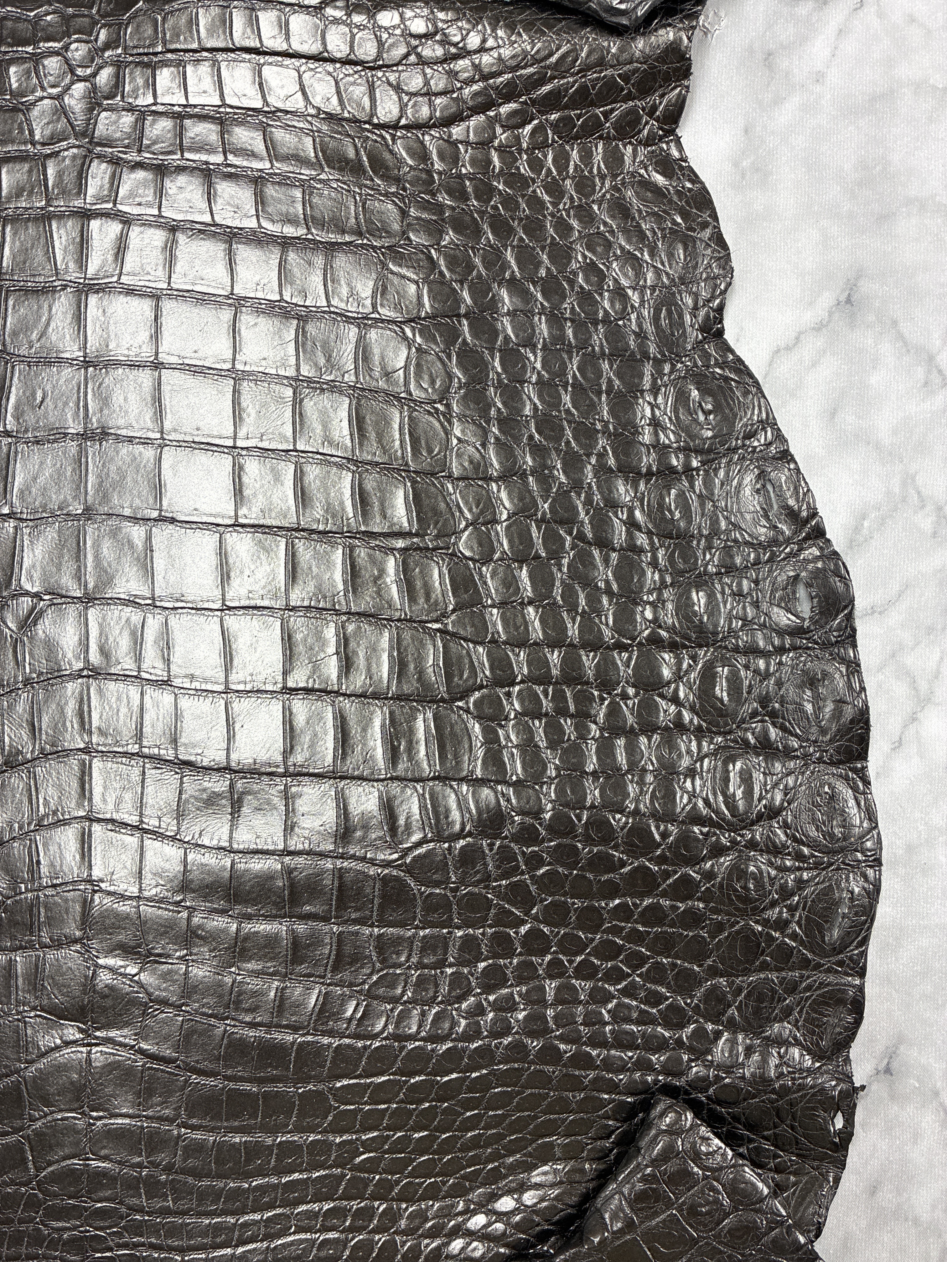 ♪レア商品♪ クロコダイル ワニ革 メタリックブラック_C80