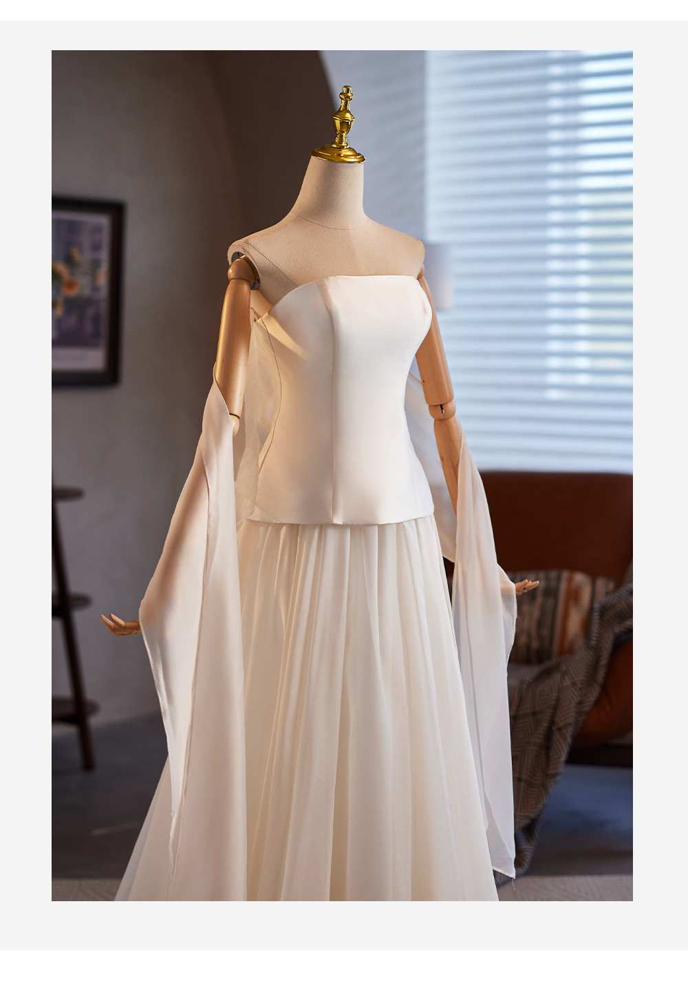 綺麗 白 サテン オフショルダー ウェディングドレス シンプル パーティー 結婚式 花嫁 前撮り 披露宴 A7076