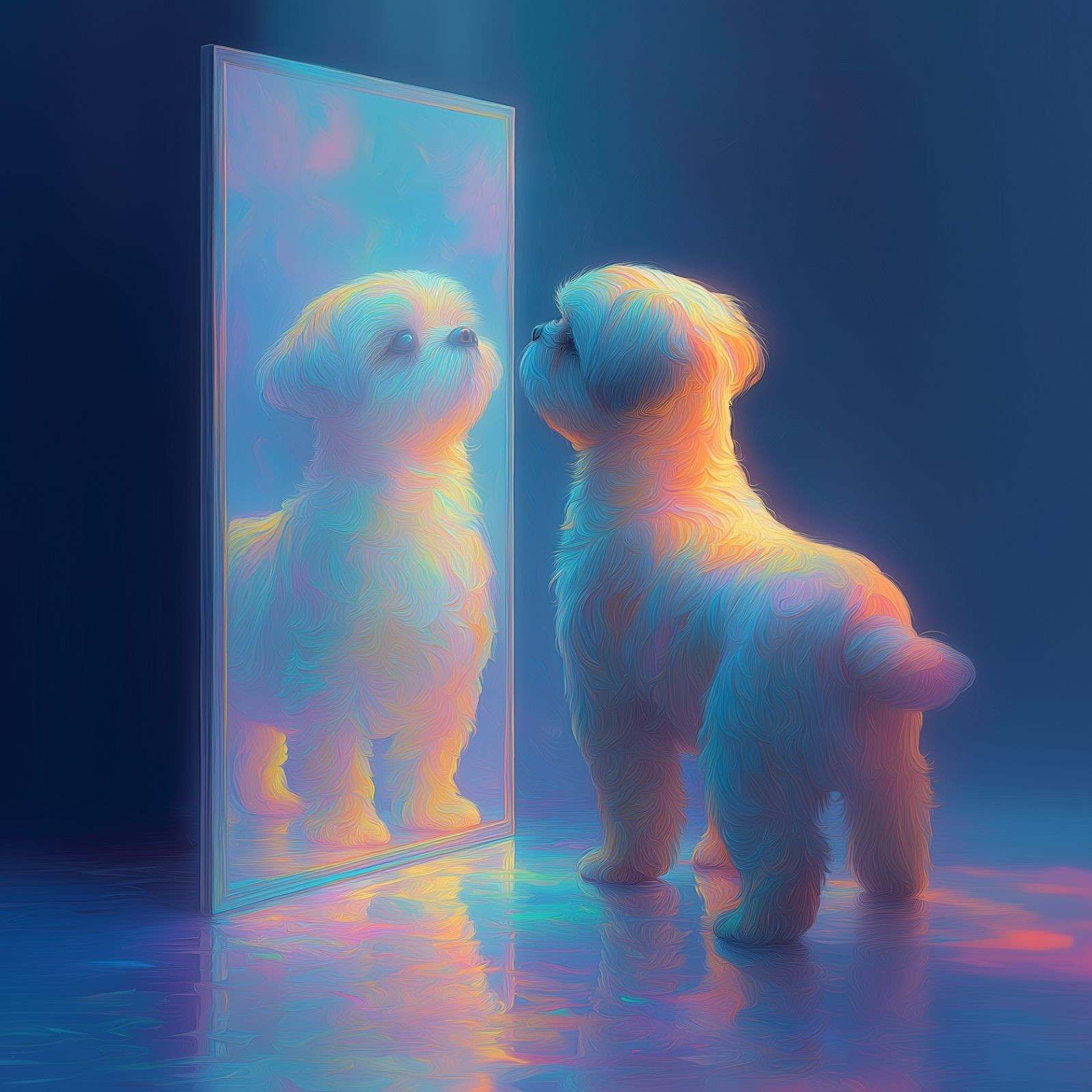 名入れOK【リフレクション - シーズー犬 No.1】アートポスター ペットロス うちの子記念日