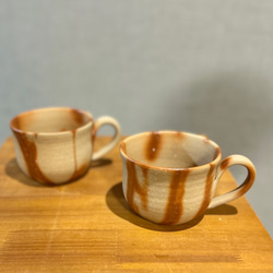 スープカップにも！たっぷりのめる備前マグカップ（緋だすき） 5枚目の画像