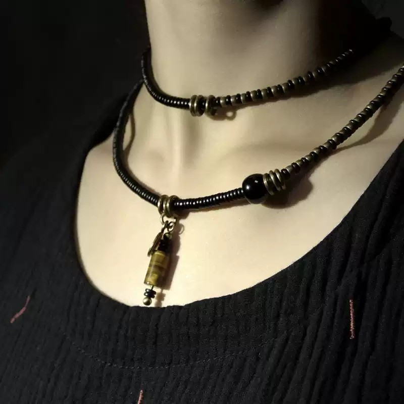 ◤ Refined ◢  ブレスレット ネックレス・ブロンズビーズ/黒檀/ブラックオニキス/虎眼石