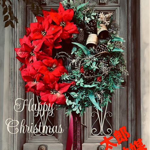 光触媒　人工観葉植物　ウォールグリーン　特大ベルベットポインクリスマスリース 光触媒 人工観葉植物 ウォールグリーン 特大ベルベットポイン