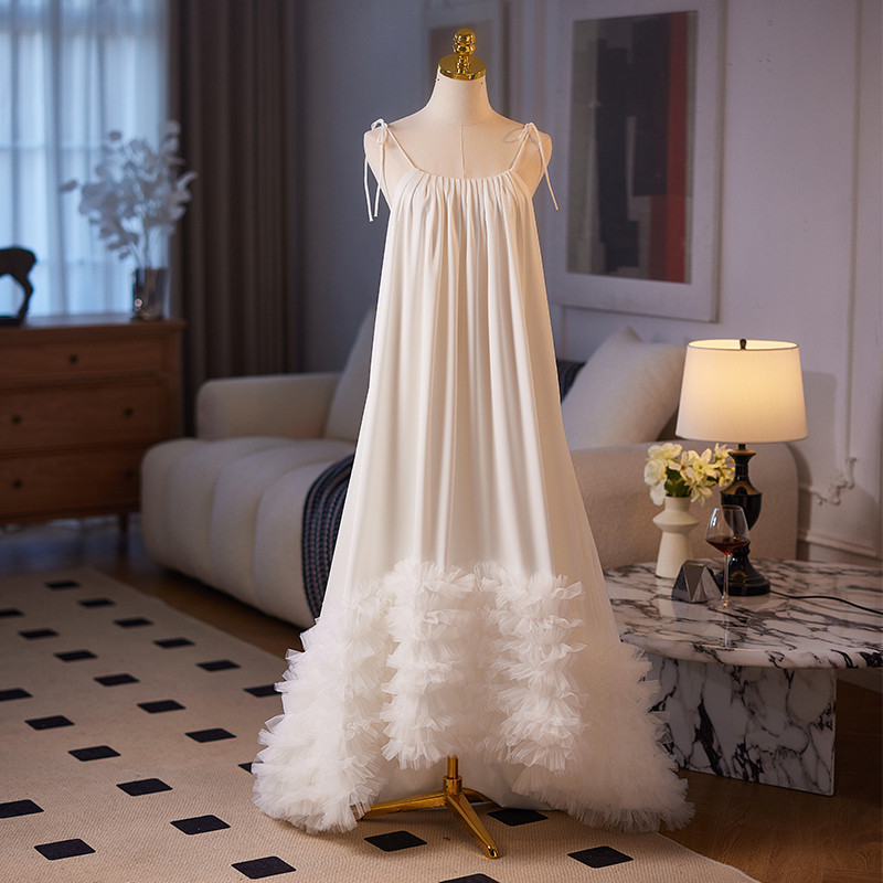 綺麗 白 ノースリーブ ウェディングドレス パーティー シンプル 上品 結婚式 花嫁 前撮り 披露宴 A7098