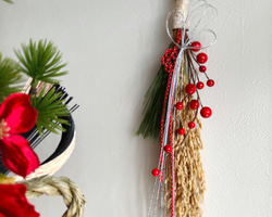 しめ縄スワッグ　専用 ミニ仏壇【桜都シリーズ】 (紫檀色, （上下セット）15号) 仏具付現代調