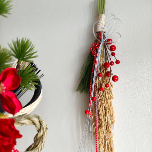 稲穂と松の正月飾り【あわじ結び】 しめ縄飾り Creema限定お正月2026