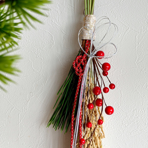 稲穂と松の正月飾り【あわじ結び】 しめ縄飾り Creema限定お正月2026