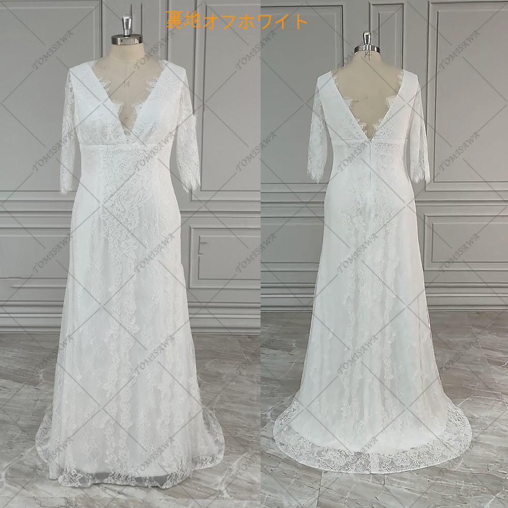 ヴィンテージ袖付きドレス ウェディングドレス 二次会 結婚式ドレス    F058