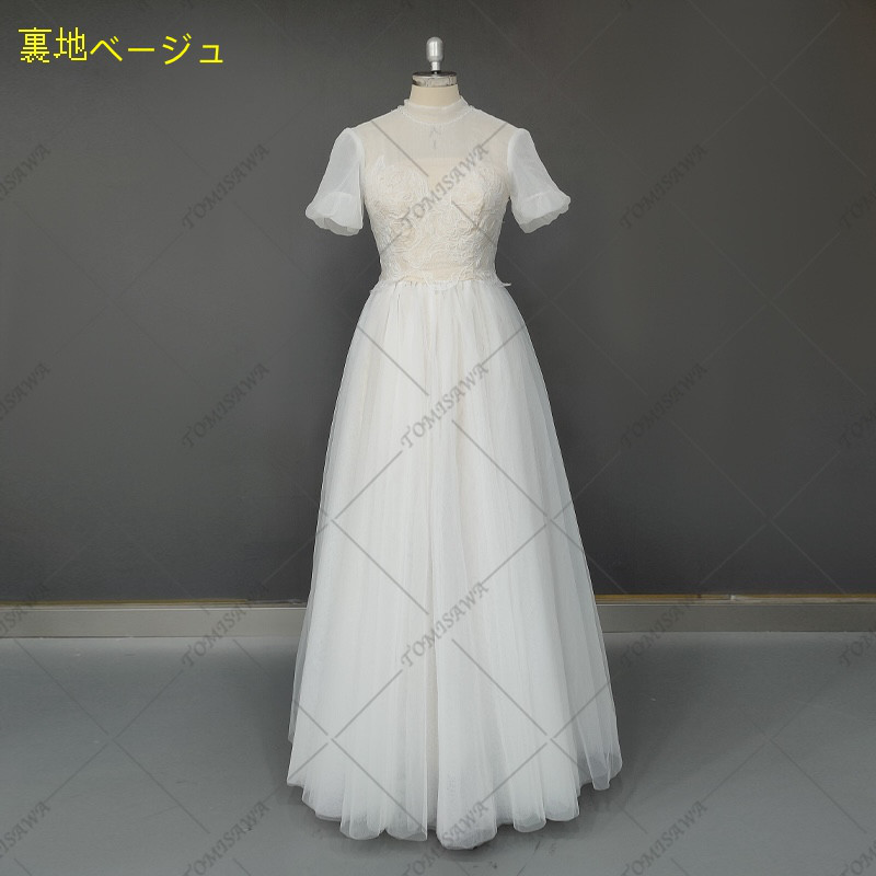 シンプル 可愛い ウェディングドレス 二次会 結婚式ドレス    F607