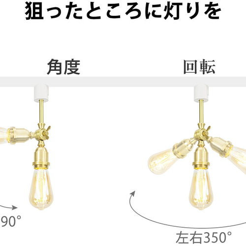 E26対応 真鍮製 ダクトレールライト 角度調節 ゴールド 【受注生産