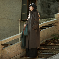 ジャガード 千鳥柄 ロングコート ヨークスリーブ ドルマン コート