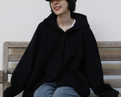Luz フード付きハーフコート＊150ブラック eb92e1f665f78e63fd2ed471ffe86e
