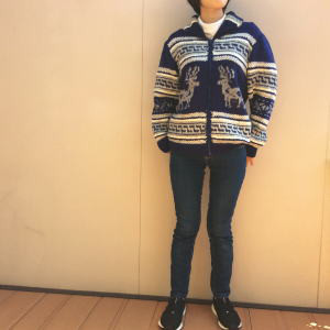 国産糸で編んだ人気のカウチンカーデイガン 長袖 手編み