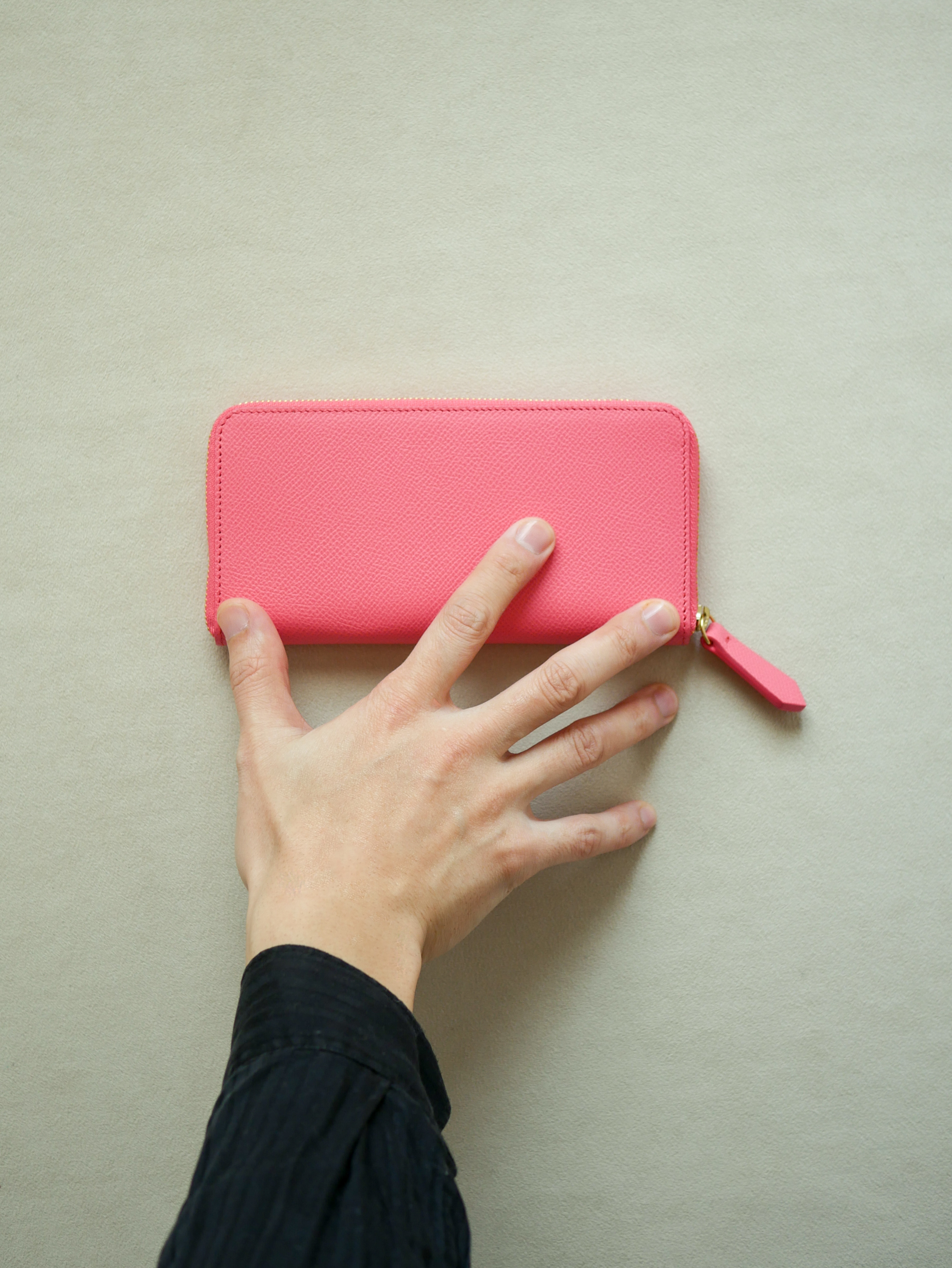 【Envie】ミニマル ロングジップウォレット / アザレピンク　-フレンチ エプソン-