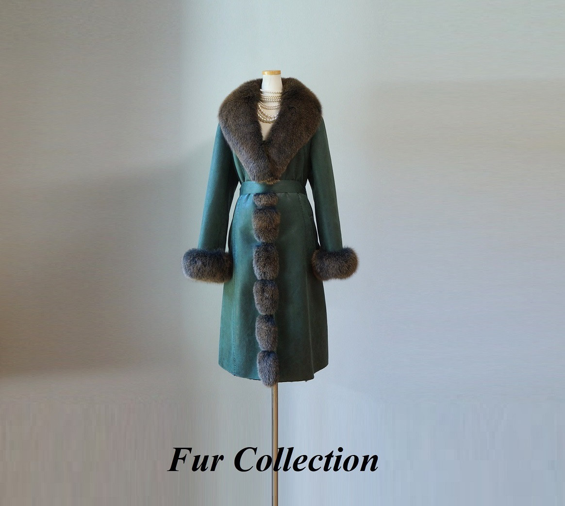 大人の選択☆防寒性と美しさを兼ね備えたロングコート☆フォックスファー付き防寒コート　リアルファー付き裏ボアロングコート