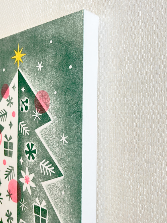 クリスマスツリーの木版画パネル / B5 6枚目の画像