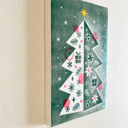 クリスマスツリーの木版画パネル / B5 3枚目の画像