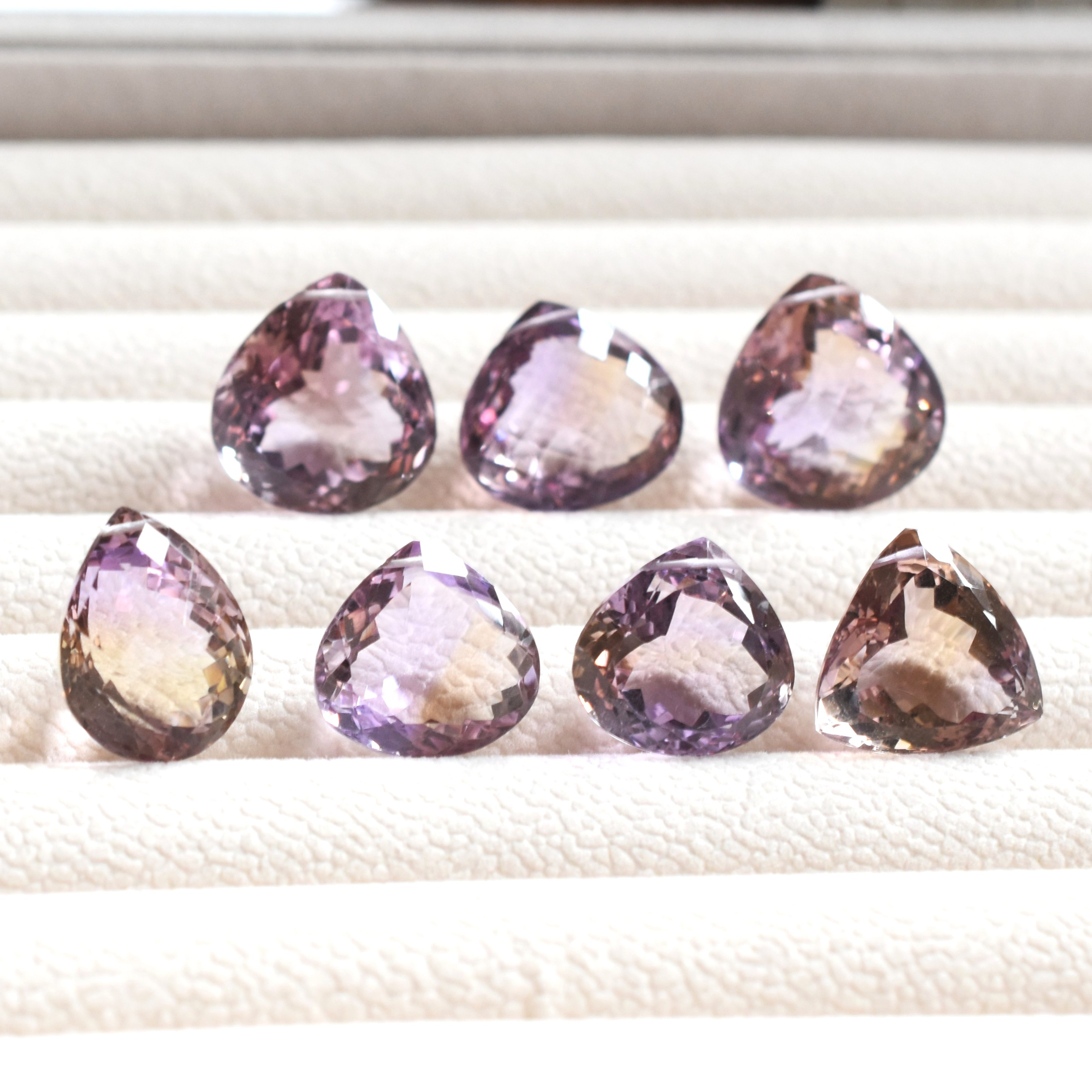 秋の新作【選べる】大粒　宝石ルース　ボリビア産非加熱　アメトリン　ジェムカット　サージカルステンレスネックレス50cm