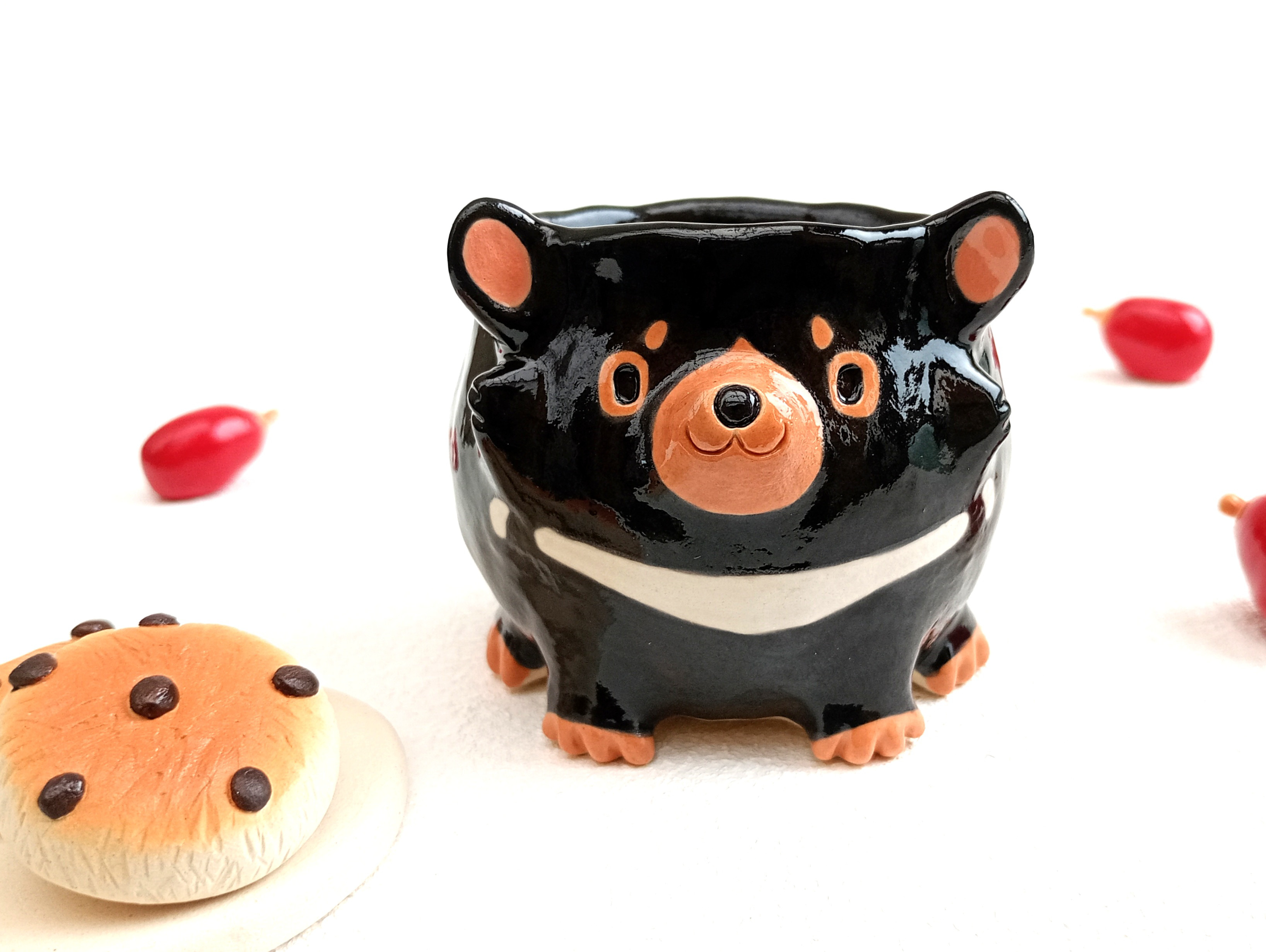 タスマニアデビルのコーヒーカップ　150 ml 動物の陶器　受注製作