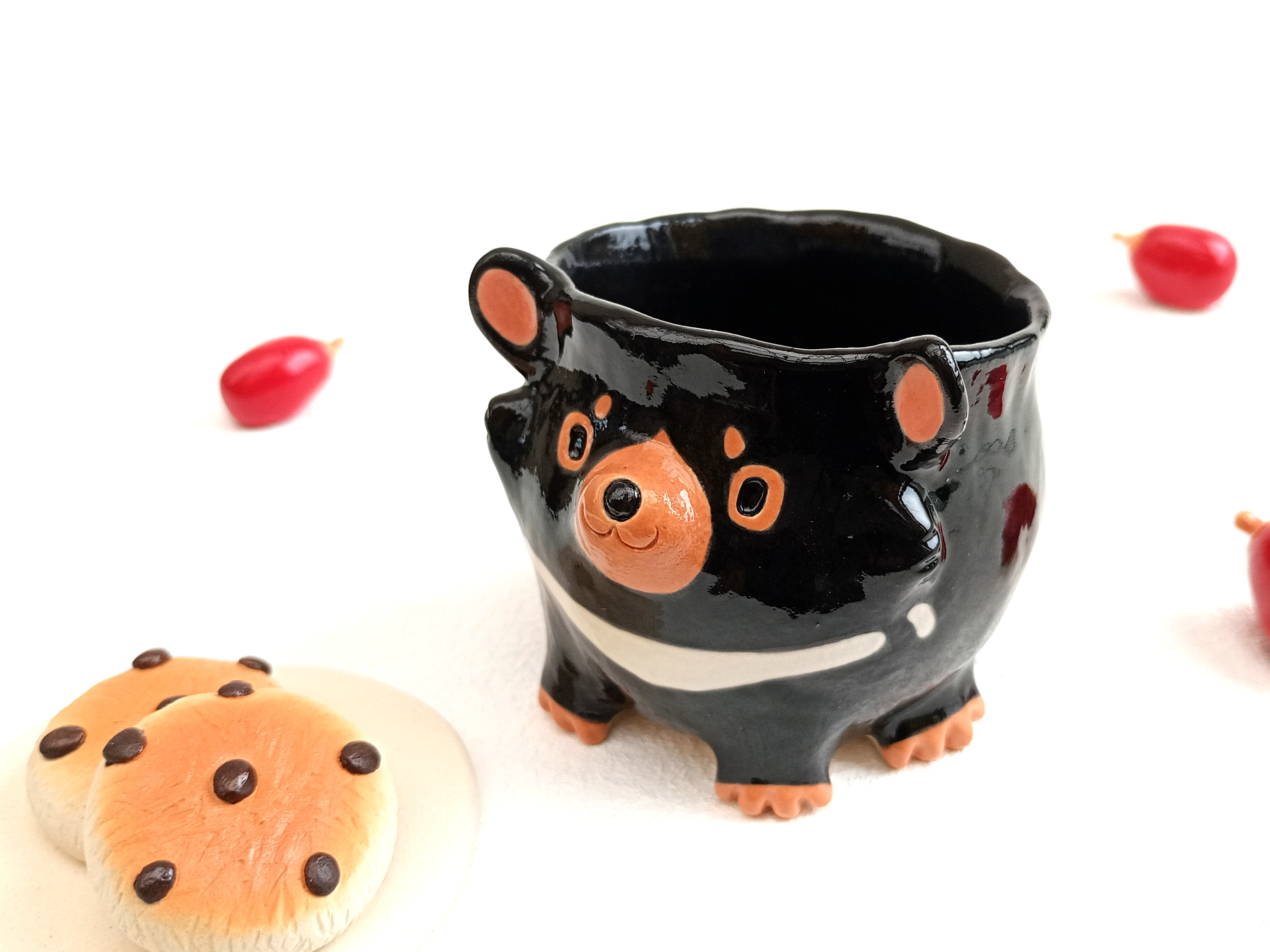 タスマニアデビルのコーヒーカップ　150 ml 動物の陶器　受注製作