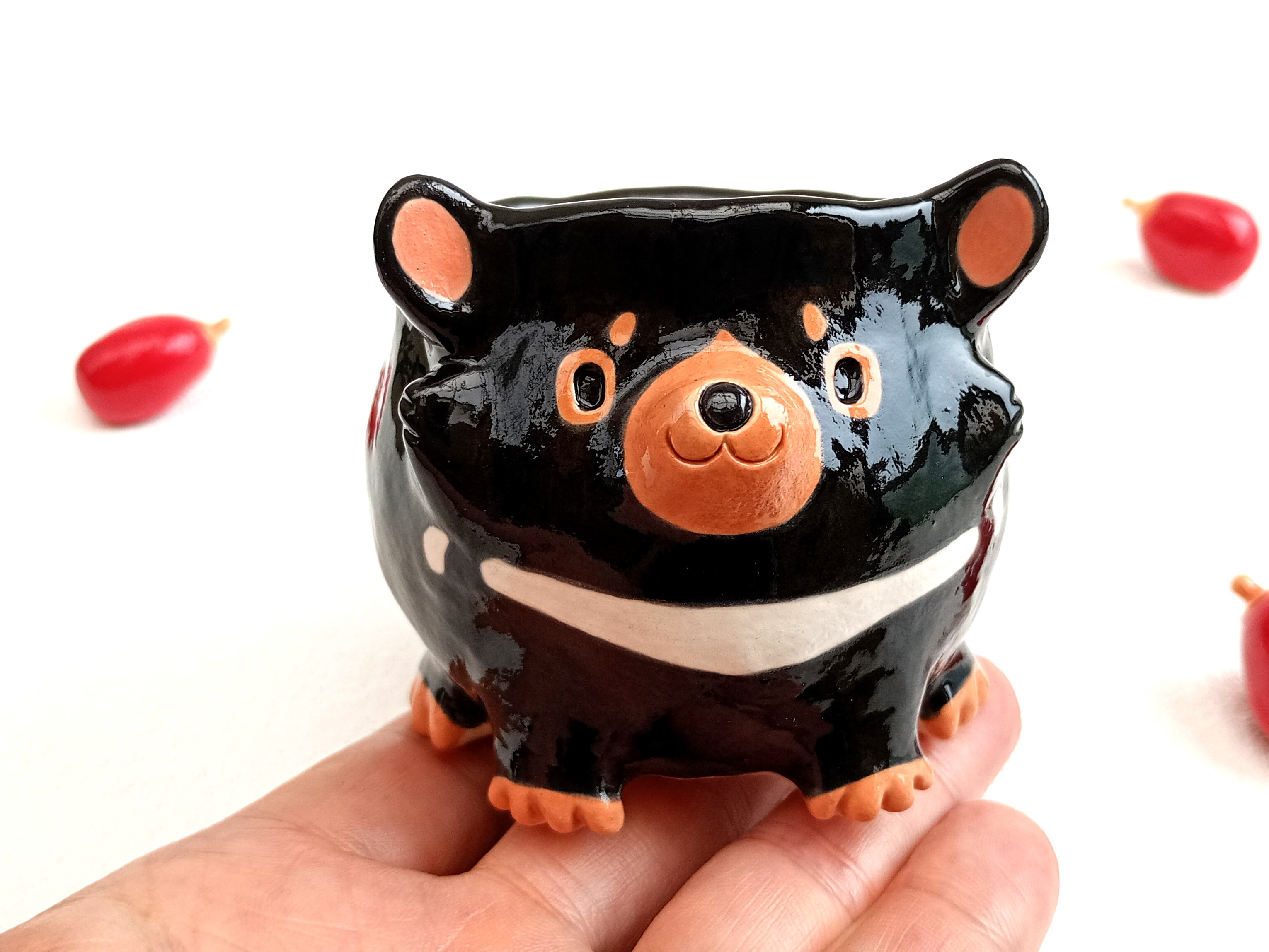 タスマニアデビルのコーヒーカップ　150 ml 動物の陶器　受注製作