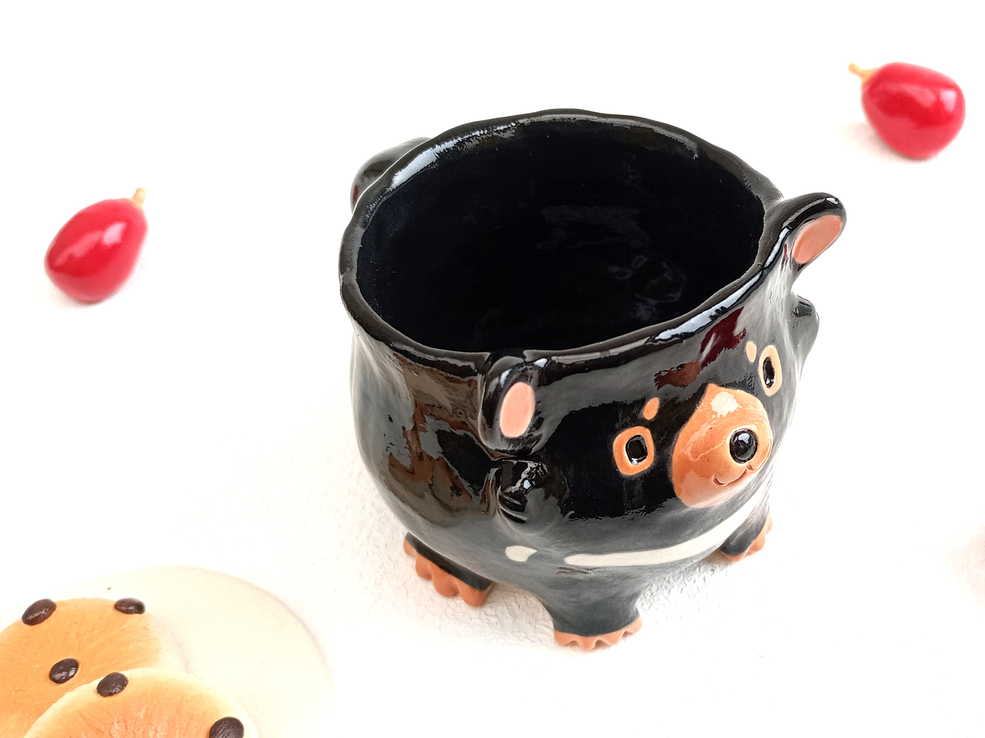 タスマニアデビルのコーヒーカップ　150 ml 動物の陶器　受注製作