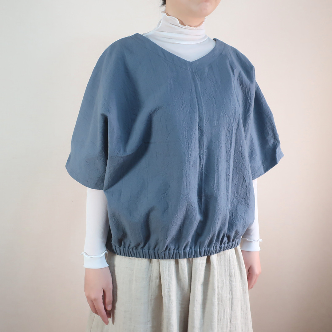 大人の普段着 前後どちらも使える ラグラン袖 ２ＷＡＹブラウス（綿麻／全５色）